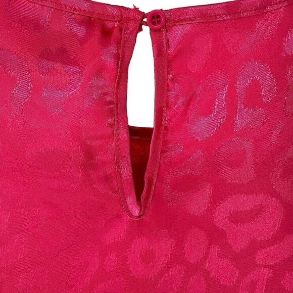 Barbie Pink Leopard Print Shoulder Pad Sleeveless Top Size 6 Satin Shein Brand - Picture 5 of 7